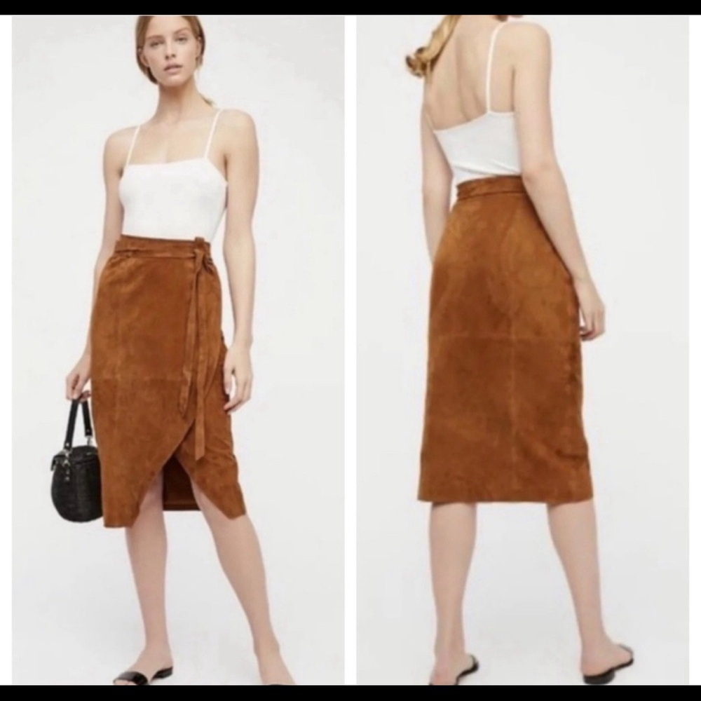 Free People Leather Wrap Skirt